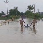 बाढ़ के तेज बहाव में मौत को छूकर निकला नशेड़ी युवक, पुलिसकर्मी ने जान जोखिम में डालकर बचाई जान