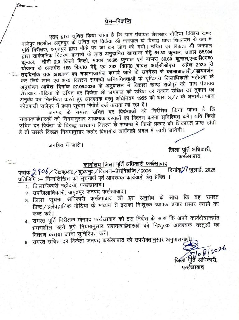 गरीबों के राशन पर डाका! जांच में भारी गड़बड़ी, उचित दर विक्रेता पर FIR